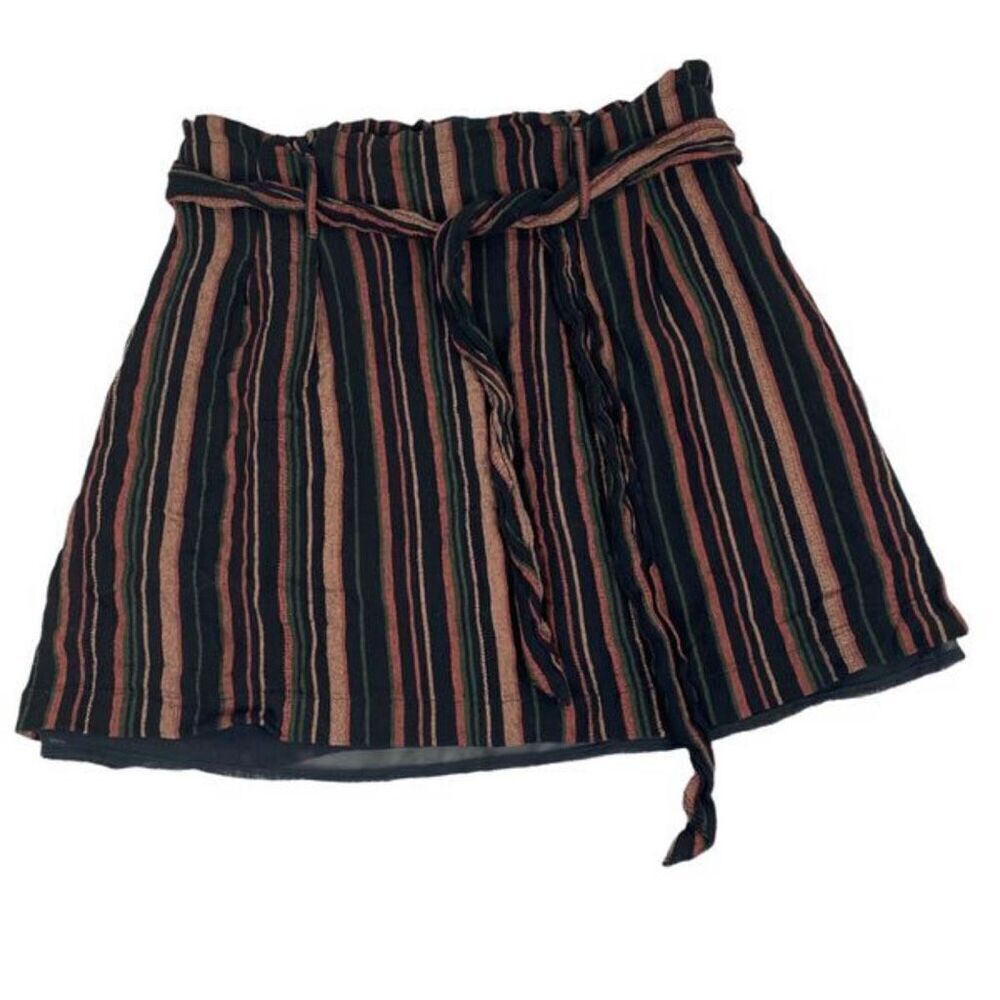American Eagle stripe paperbag mini skirt with belt size Small
